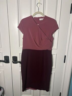 The Fold London Two-Tone Mauve Top & Plum Skirt Midi Dress